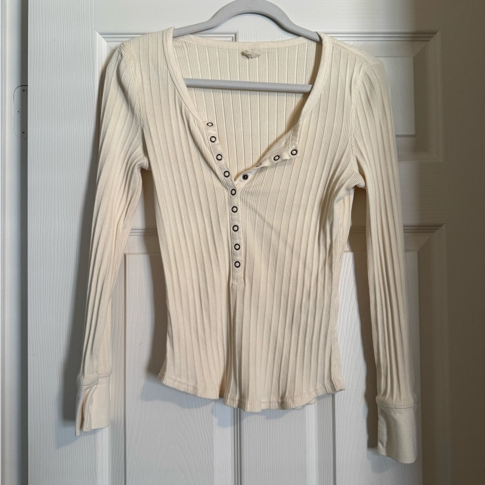 Spell Cream Ribbed Long Sleeve Top